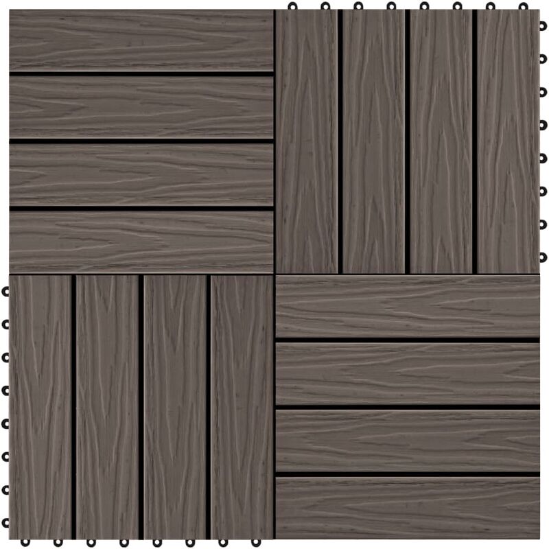 

Baldosas porche relieve profundo WPC 1 m² marrón oscuro 11 uds