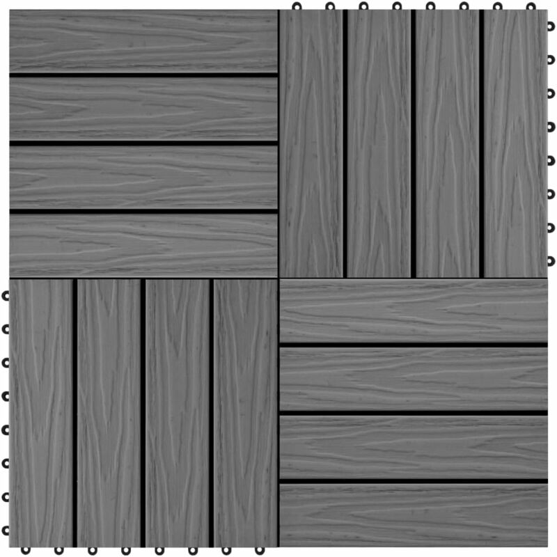 

Baldosas porche relieve profundo WPC 30x30 cm 1 m² gris 11 uds - Gris