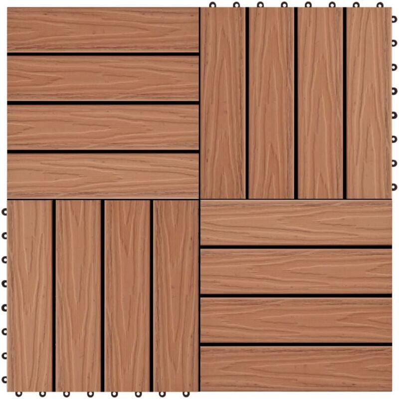 

vidaXL 11x Baldosas Porche Relieve Profundo WPC 30x30 cm 1 m² Marrón Claro - Marrón