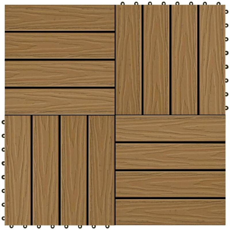 

vidaXL 11x Baldosas Porche Relieve Profundo WPC 30x30 cm 1 m² Teca - Marrón