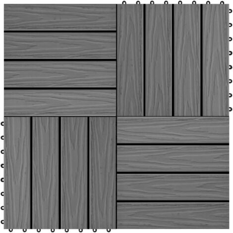 Baldosas porche relieve profundo WPC 30x30 cm 1 m² gris 11 uds