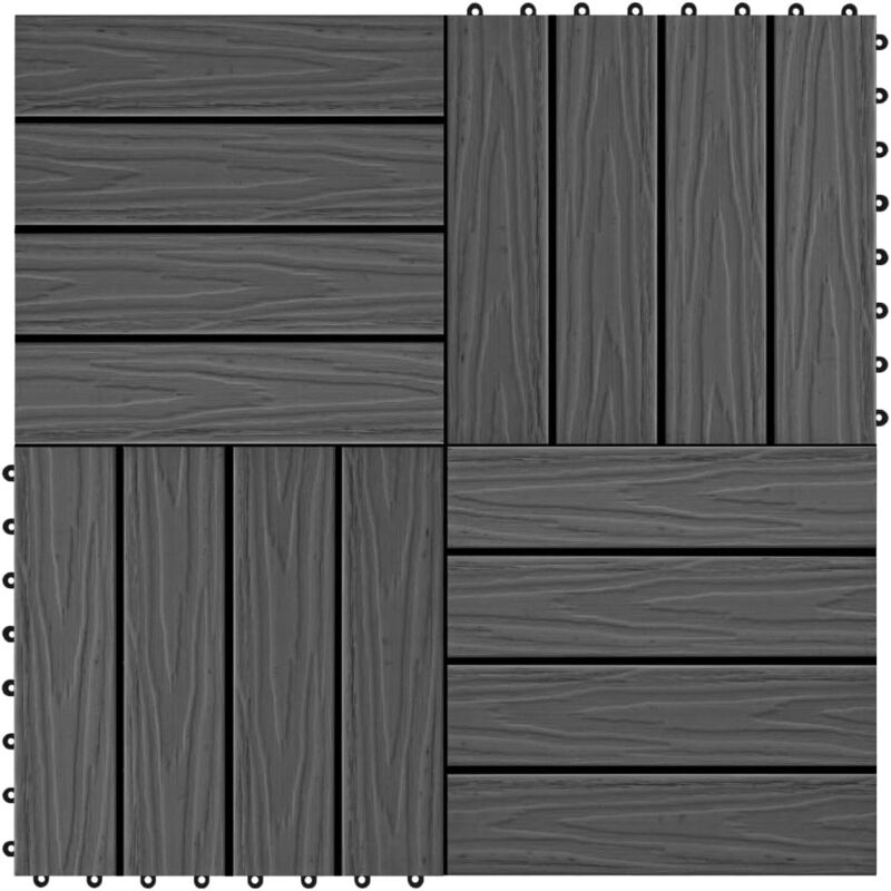 

Baldosas porche relieve profundo WPC 30x30 cm 1 m² negro 11 uds