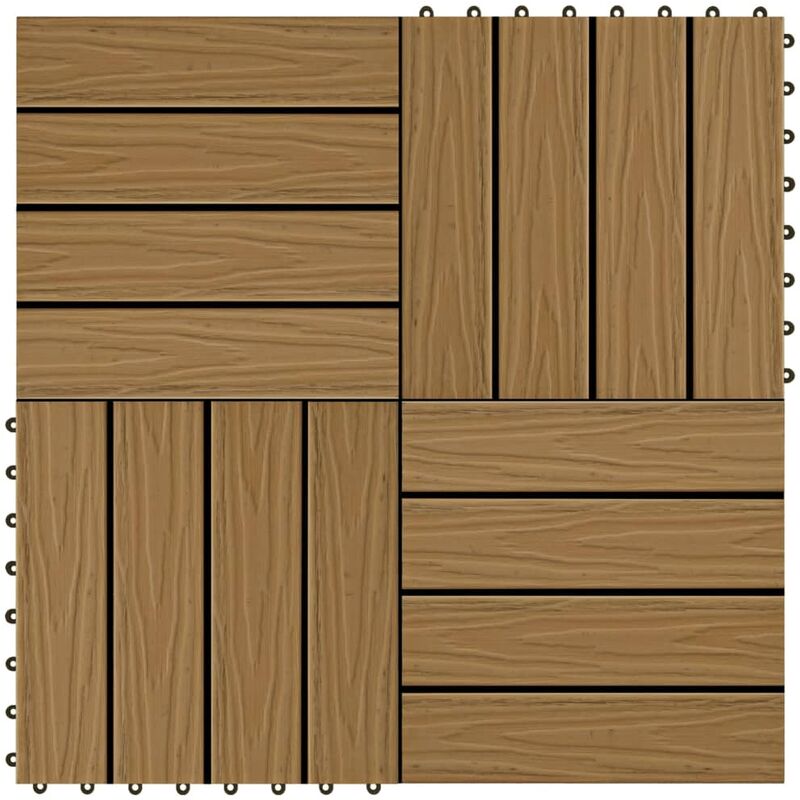 

Baldosas porche relieve profundo WPC 30x30 cm 1 m² teca 11 uds - Marrón