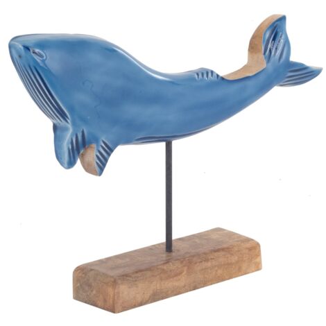 Baleine décorative bleue en bois, figure animale pour une décoration moderne et originale de la maison, cadeau unique et exclusif
