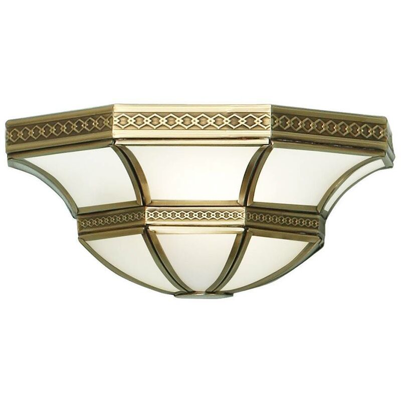 Interiors 1900 Lighting - Interiors 190002W - 1 Light Indoor Wall Uplighter Antique Brass with Frosted Glass, E14
