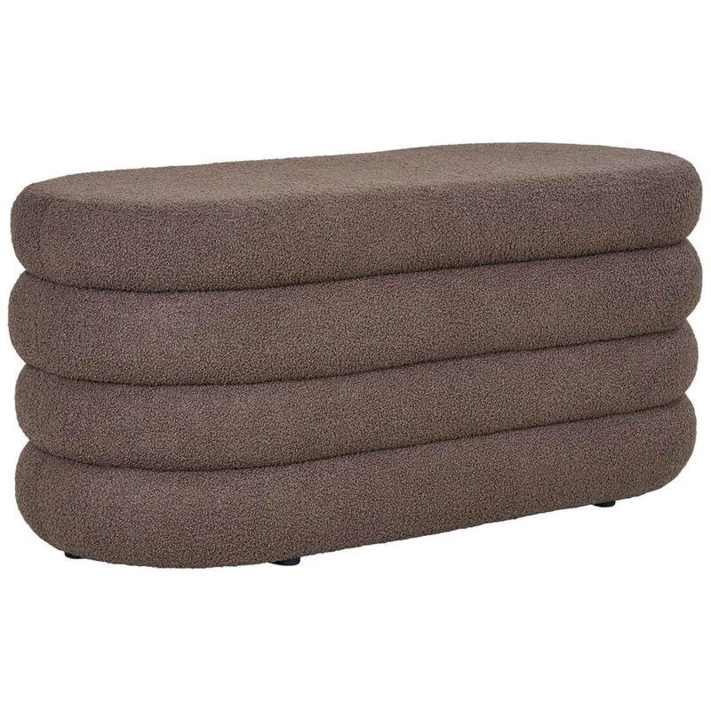 Altobuy – Banc-coffre en tissu bouclettes marron – Dimensions 103 x 45 x H44 cm – Structure bois contreplaqué – Design original pour rangement