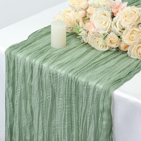 Bali Crepe Table Runner - 3m Light Green - Bohemian Country Style - Suitable for Weddings, Baby Showers, and All Kinds of Gatherings - Perfect for Autumn and Spring Table Decorations