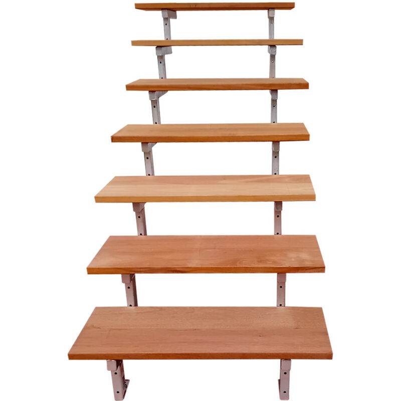 Vinuovo - Bali Gartentreppe Stahl H122cm - 7 Bankirai Hartholz Stufen B60cm