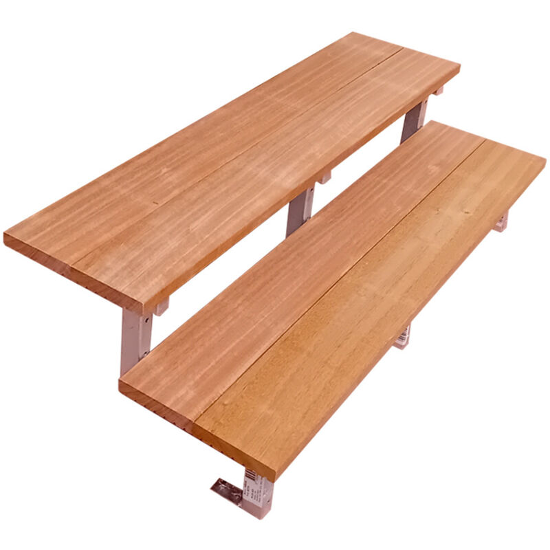Vinuovo - Bali Gartentreppe Stahl H37cm - 2 Bankirai Hartholz Stufen B160cm