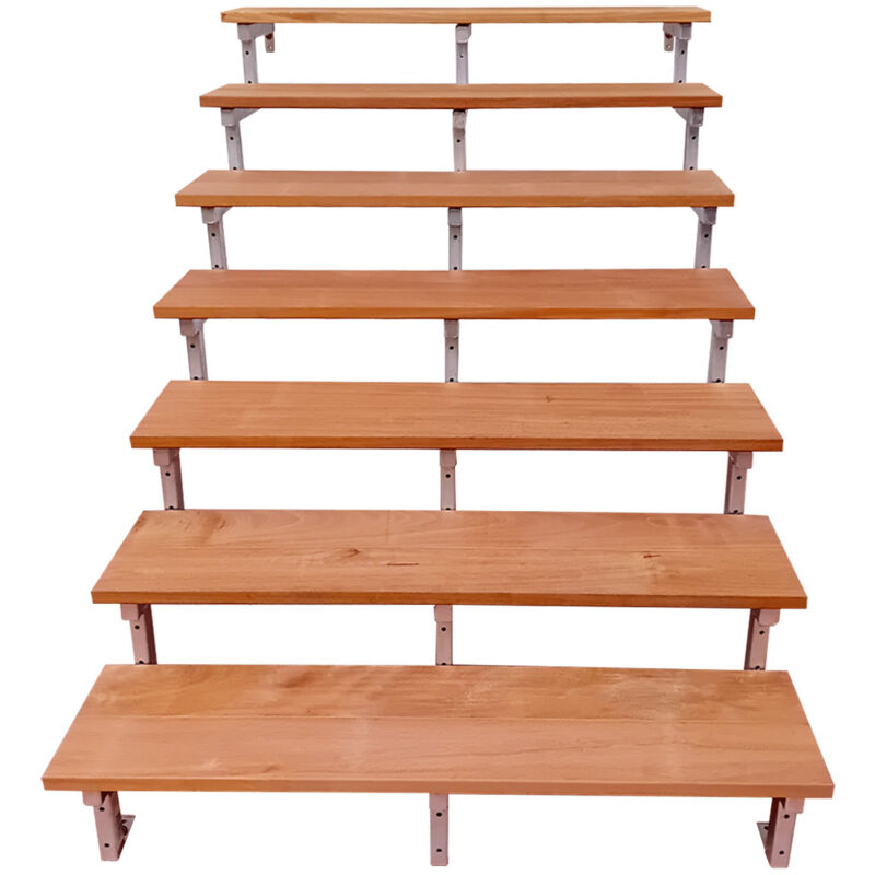 Vinuovo - Bali Gartentreppe Stahl H122cm - 7 Bankirai Hartholz Stufen B120cm