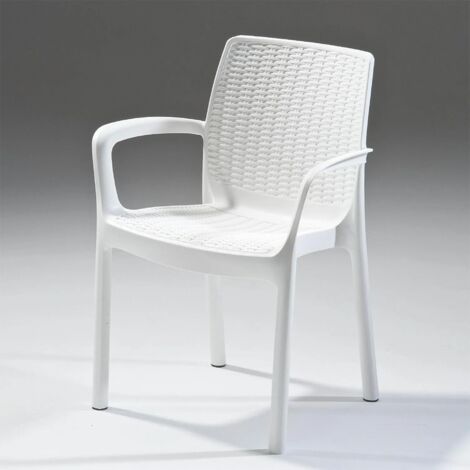 balii Polyrattan-Effekt Stoßfeste Harz-Weiß Sessel 58x55x83 cm
