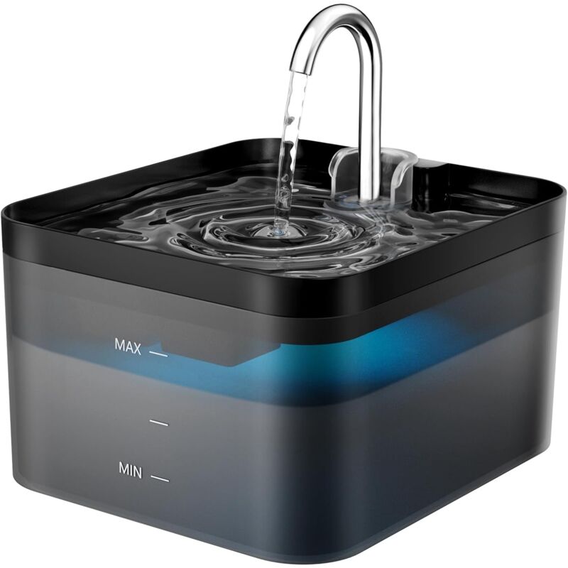 Fontaine pour chat, filtration multiple 2,2 l, 2 modes de débit d'eau, Avec 1 filtres+1 filet éponge Noir - Balimo