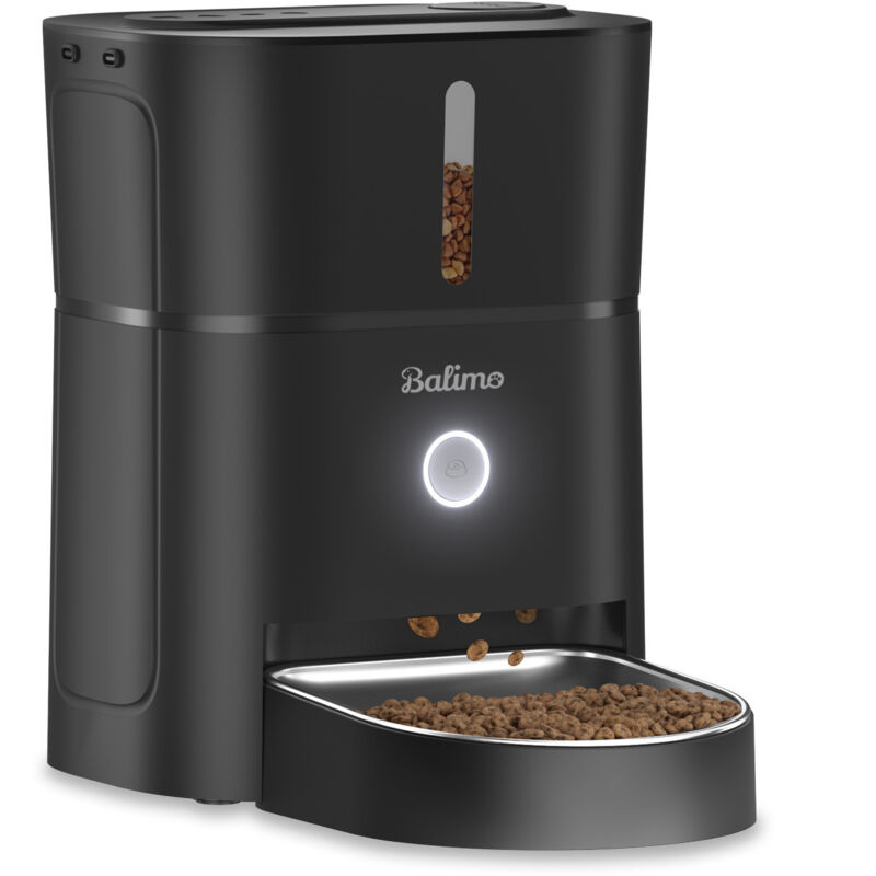 Balimo Luck 3L Distributeur Croquettes Chat Automatique, Bol en Acier Inoxydable pour Animaux Domestiques, Distributeur Croquettes Chats, Minuteur