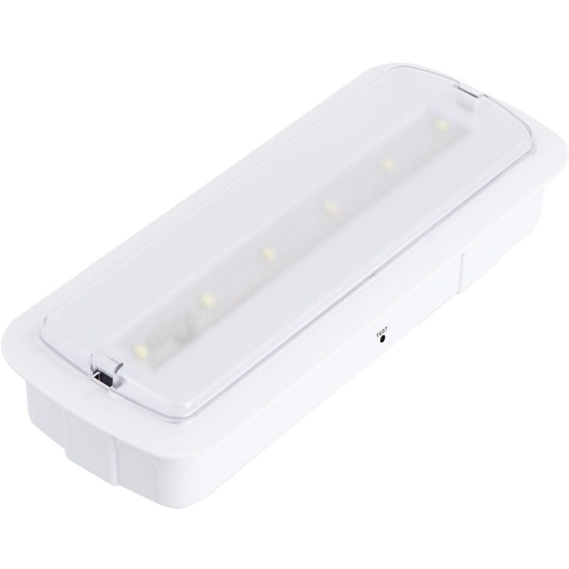 Balise de Secours led Encastré/en Saillie 200lm Permanent/Non Permanent avec Autotest et Bouton Test 3 w