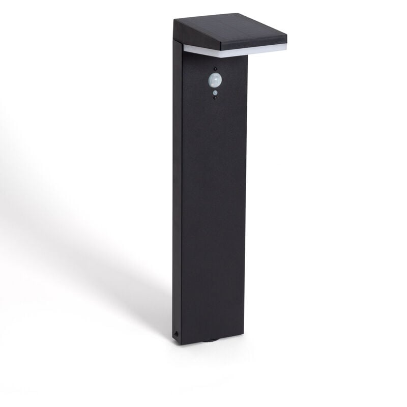 Balise Extérieure led Solaire sur Pied 50cm Aluminium avec Détecteur de Mouvement Edwan Noir