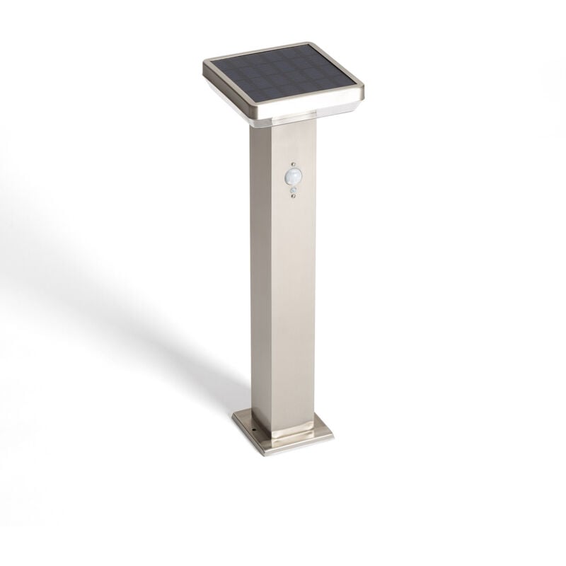 Balise Extérieure sur Pied Solaire led 5W 50cm Aluminium avec Détecteur de Mouvement Barton Square Argent