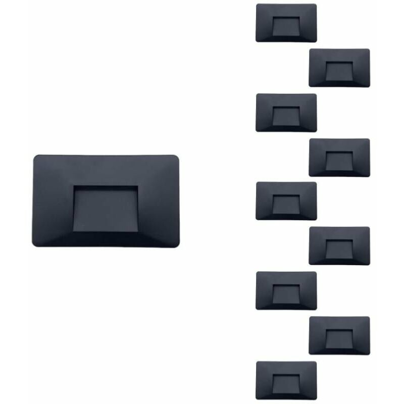 Balise led saillie 3W 220V 120° IP44 pour Escalier - Pack de 10 / Blanc Chaud / Noir Silumen