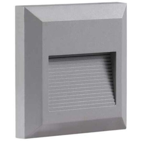 Balise LED saillie Carré 2W 220V 55° IP65 pour Escalier - Blanc Chaud / Gris - SILUMEN