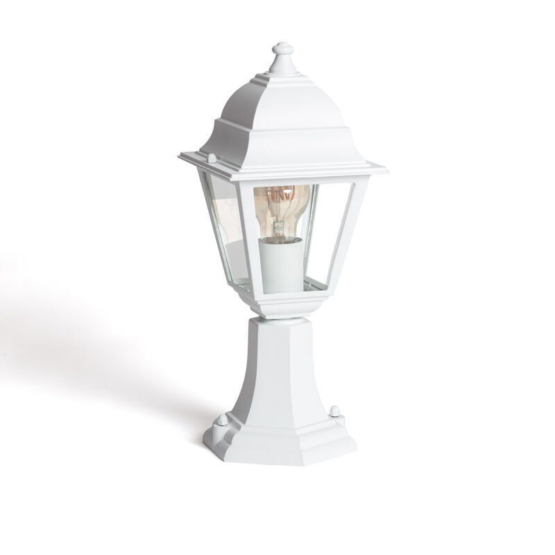 Balise Muret sur Pied Aluminium et Verre Villa Blanc