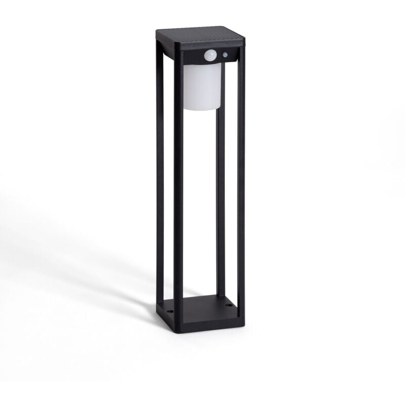 Balise sur Pied Extérieure Solaire led 2,5W 40cm Aluminium avec Détecteur de Mouvement Devah Noir