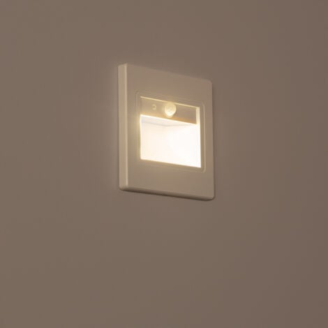 LEDKIA Baliza de Pared LED 1.5 W Empotrable con Sensor PIR y Crepuscular Bark Blanco Blanco Cálido 3000K