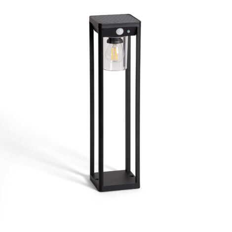 Baliza de Pie Exterior Solar LED 2W 40cm Aluminio con Sensor de Movimiento Devah Negro