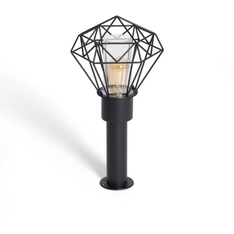 Baliza Exterior Superficie Pie 50cm Acero Inoxidable Niamey Negro
