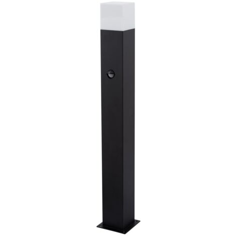 Baliza Exterior Superficie Pie 74cm con Detector de Movimiento Augusta Negra Negro