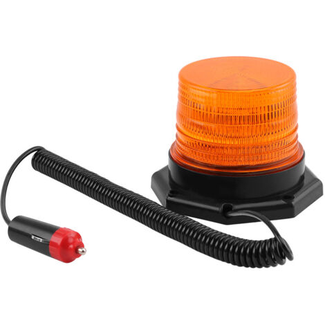 Baliza giratoria LED naranja, luz de advertencia magnética intermitente para vehículos con enchufe de mechero de 12V-80V