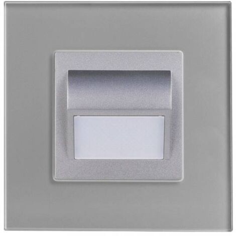 Baliza Led 1W, KOOB frontal cristal gris, Blanco cálido