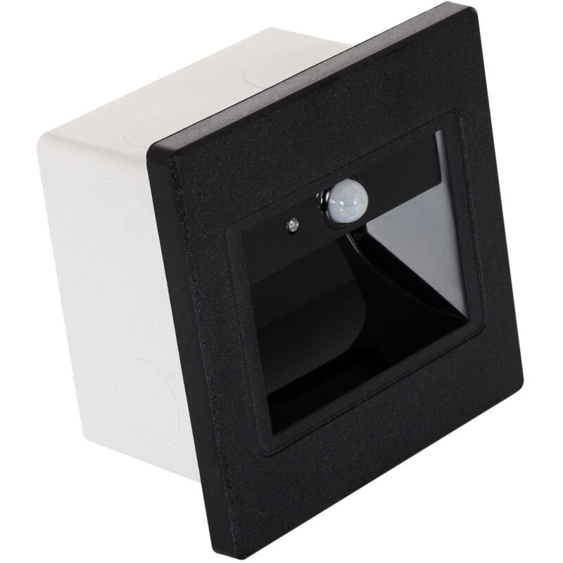Ledkia - Baliza de Pared led 1.5W Empotrable con Sensor pir Bark Negro 4000K Blanco Neutro