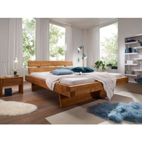 SAM OUTILLAGE Balkenbett Massivholzbett 160x200 cm Fichte honigfarben BENNET