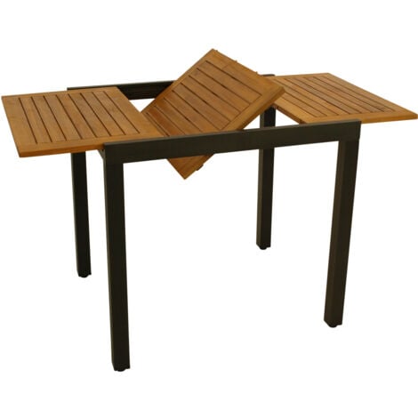 Balkon-Ausziehtisch VICENZA 80/120x70cm, Aluminium anthrazit + Akazie geölt, FSC®-zertifiziert