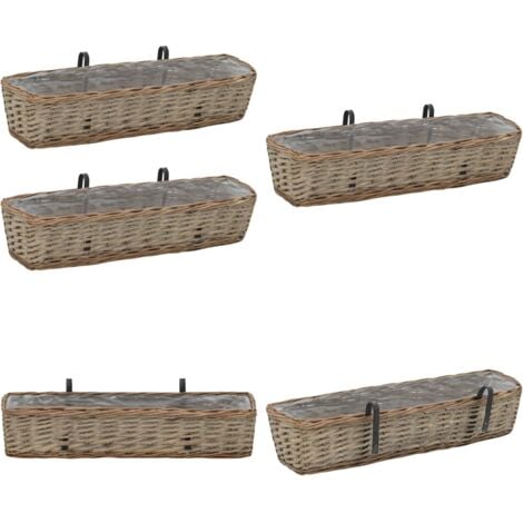 Balkon-Blumenkasten 2 Stk. Weide mit PE-Auskleidung 80 cm - Balkonpflanzentopf - Weidenkorb - Blumenerde - Gartendekoration - Kräutergarten - Home & Living