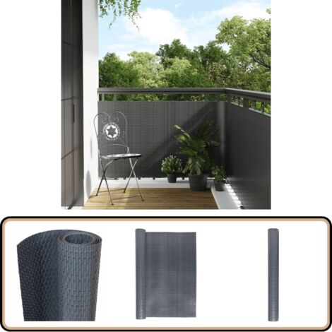 Balkon-Sichtschutz Anthrazit 300x80 cm Poly Rattan - Balkon Sichtschutz - Sichtschutz Für Balkon - Gartenzäune - Privacy Screen - Sonnenschutz