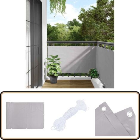 Balkon-Sichtschutz Grau 300x75 cm PVC - Balkon Sichtschutz - PVC Sichtschutz - Wetterfest - UV Schutz - Grauer Sichtschutz