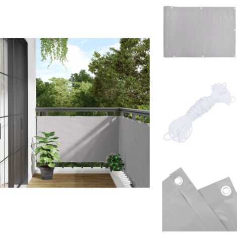Balkon-Sichtschutz Grau 400x120 cm PVC - Balkon Sichtschutz - PVC Sichtschutz - Wetterfest - UV Schutz - Gardinenvorhang