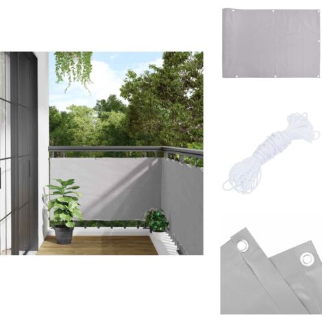 Balkon-Sichtschutz Grau 400x75 cm PVC - Balkon Sichtschutz - PVC Sichtschutz - Wetterfest - UV Schutz - Gardinenvorhang