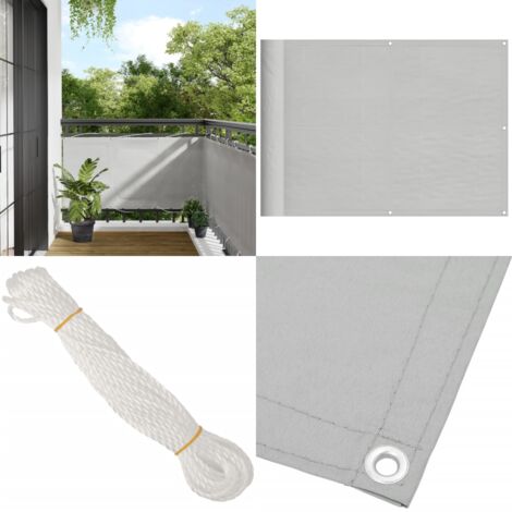 Balkon-Sichtschutz Hellgrau 75x600 cm 100 % Polyester-Oxford - Balkon Sichtschutz - Privatsphäre Schützen - Windschutz - Wasserfeste Beschichtung - UV-Schutz - Home & Living