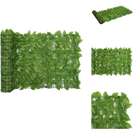 Balkon-Sichtschutz mit Grünen Blättern 400x75 cm - Balkon Sichtschutz - Gartensichtschutz - Windschutz - UV Schutz - Privacy Screen