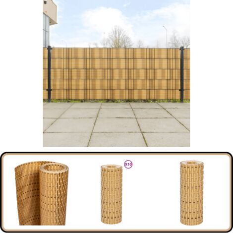 Balkon-Sichtschutze 10 Stk. Hellbraun 255x19 cm Poly Rattan - Balkonsichtschutz - Sichtschutz Balkon - Privacy Screen - Gartenzäune - Terrassenabdeckung