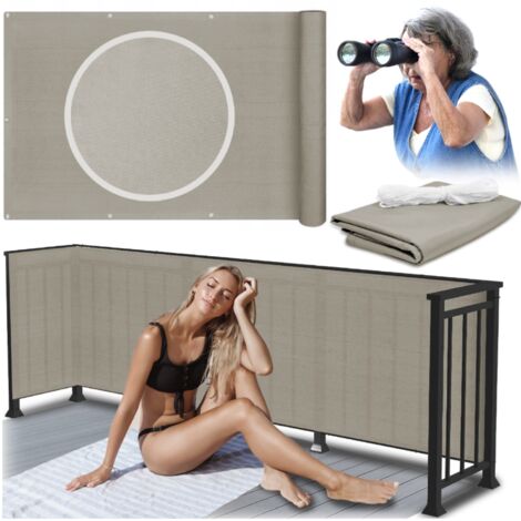 Balkonabdeckung, Terrassenmatte, Zaun, Schattierungsnetz, grau 1×7m GoGarden