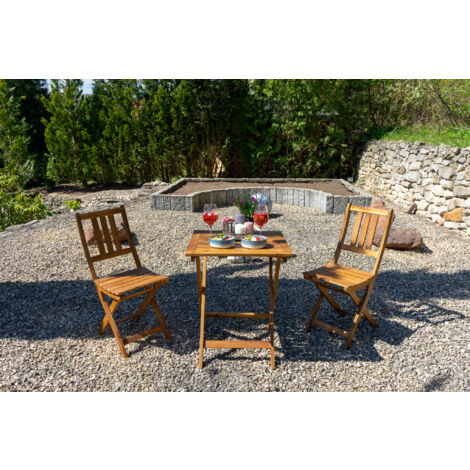 Balkonmöbel Set 3tlg Akazie Klapptisch 60 x 60 cm BLOOM