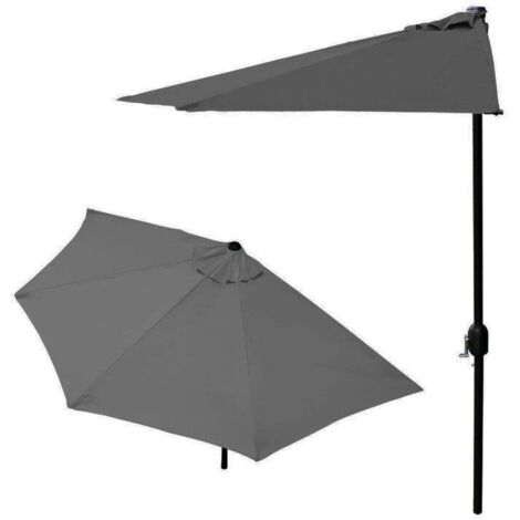 Balkonschirm - Halbschirm - mit Kurbel - 240 cm - grau