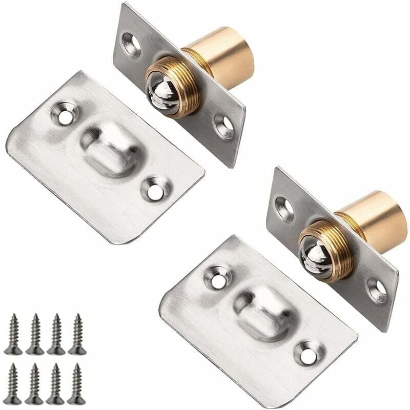 Gabrielle - Ball Catch, 2 Pack Stainless Steel Latch Ball Catch for Door, Adjustable Ball Catch Roller Ball Furniture Door Latch with Screws for Home