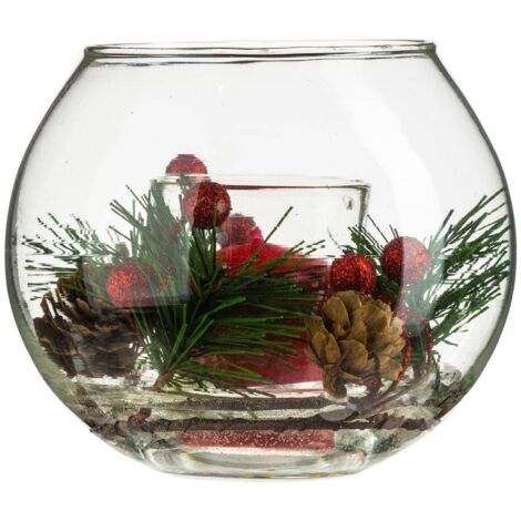 Ball Kerze Dekoratives Glas - Rot grün