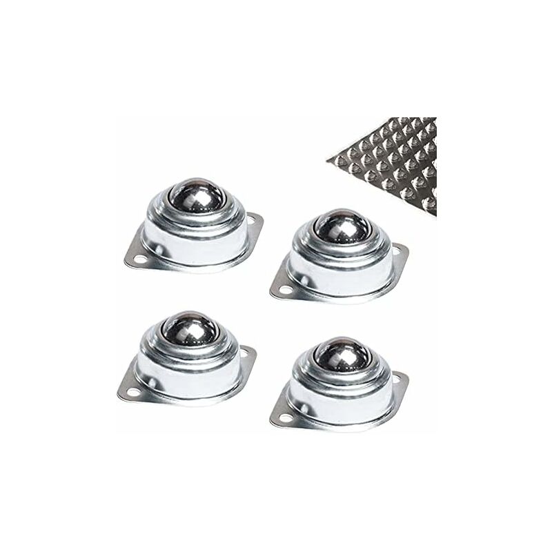 Héloise - Ball Transfer Units, 4 Pcs Furniture Casters, Ball Bearing Tapered Roller with Bottom Flange Mounting Holes for Sliding Luggage Trolley