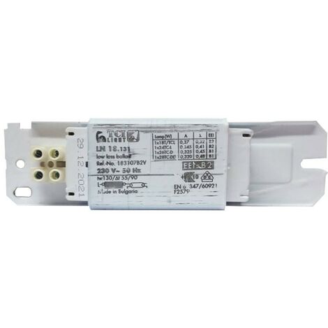Ballast électromécanique 18W pour lampes fluorescentes – Alimentation 230V – Dimensions compactes L150 x L129 x H29mm – Degré de protection IP00 – Tci Led