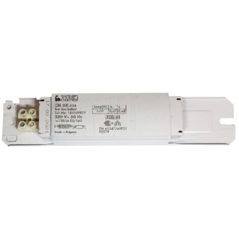 Ballast électromécanique pour lampes fluorescentes 58W-65W – Alimentation 230V – Fréquence 50Hz – Dimensions compactes L190 x l175 x H29mm – Tci Led