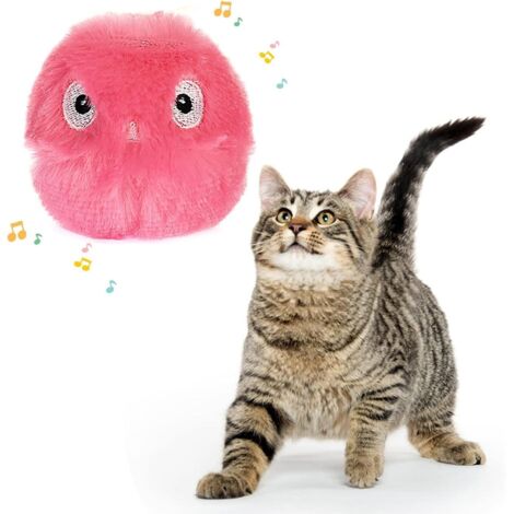 Balle à l'herbe à chat réaliste en forme d'oiseau chanteur – Jouet interactif pour chats à mâcher, à mordiller et à distraire (rose)